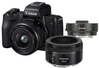 Canon EOS M50 + EF-M 15-45mm IS STM + EF 50mm STM + EF-EOS M Adapter + Kiegészítők